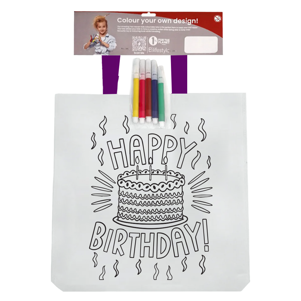 KCT-01 - Bolsa de compras reutilizable de tela no tejida para colorear para niños | 50 g/m², 8 l