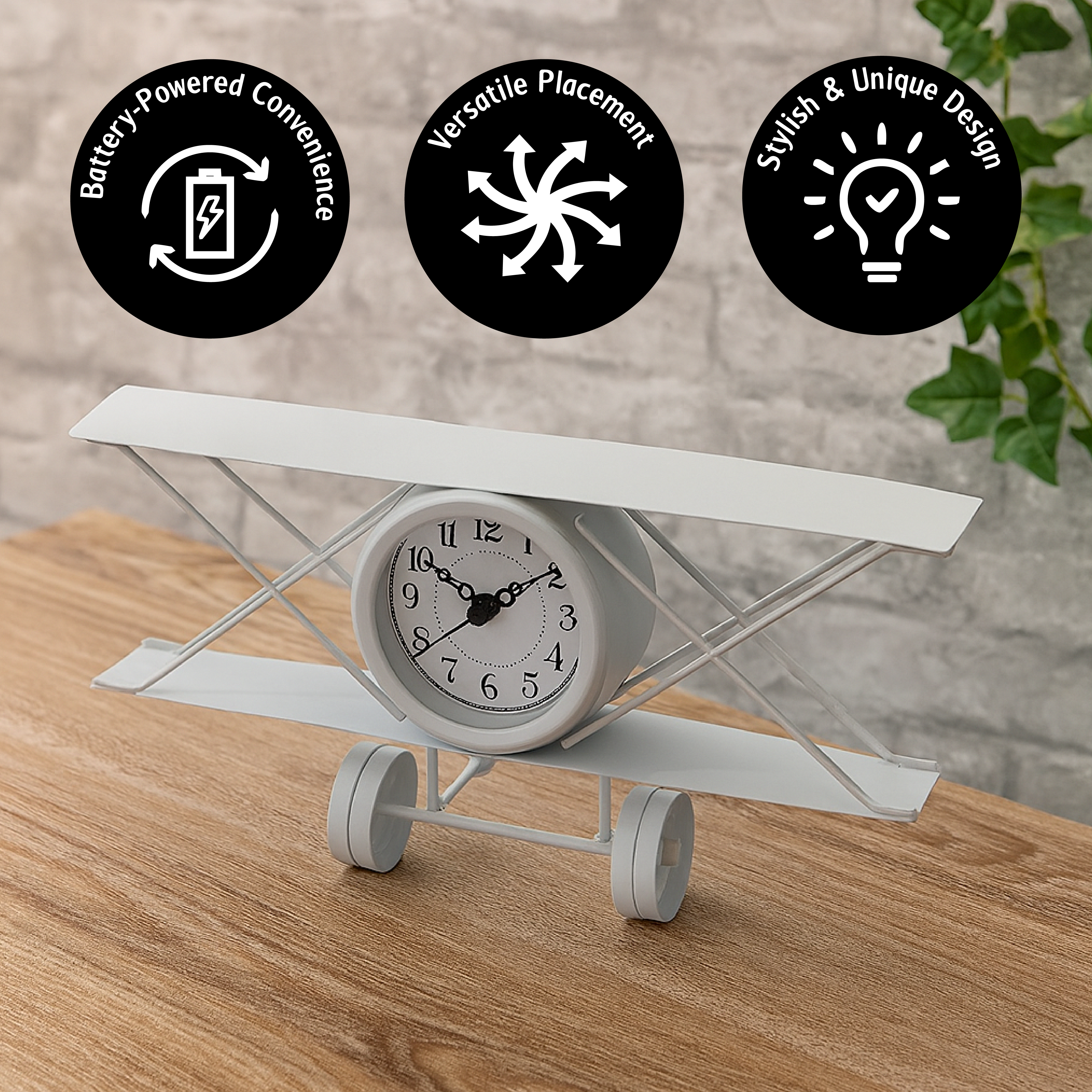 Reloj de Mesa - Forma de Avión de Metal 