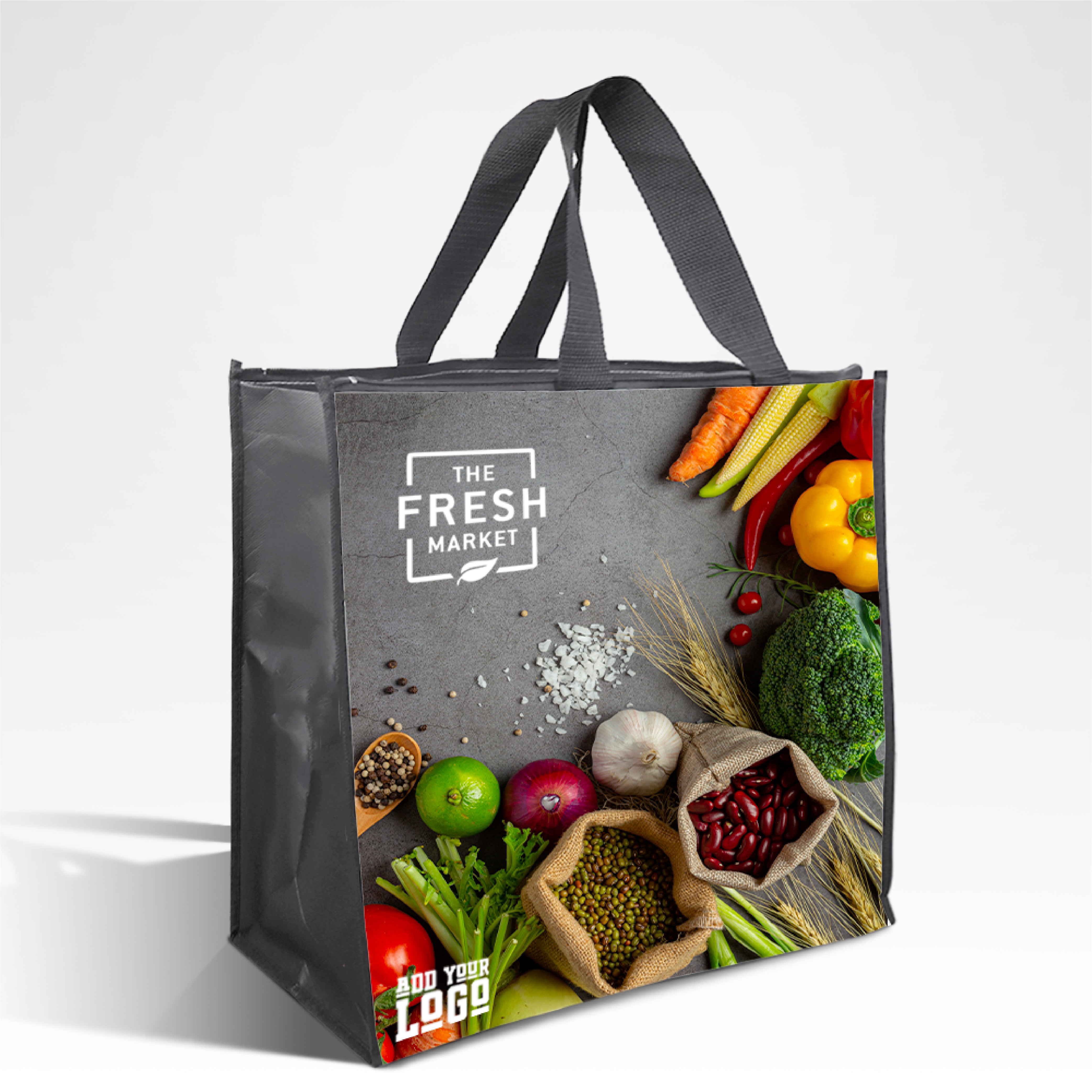 Assorted Design Reusable Laminated Cooler Shopping Bag with Zipper | 70GSM, 28L