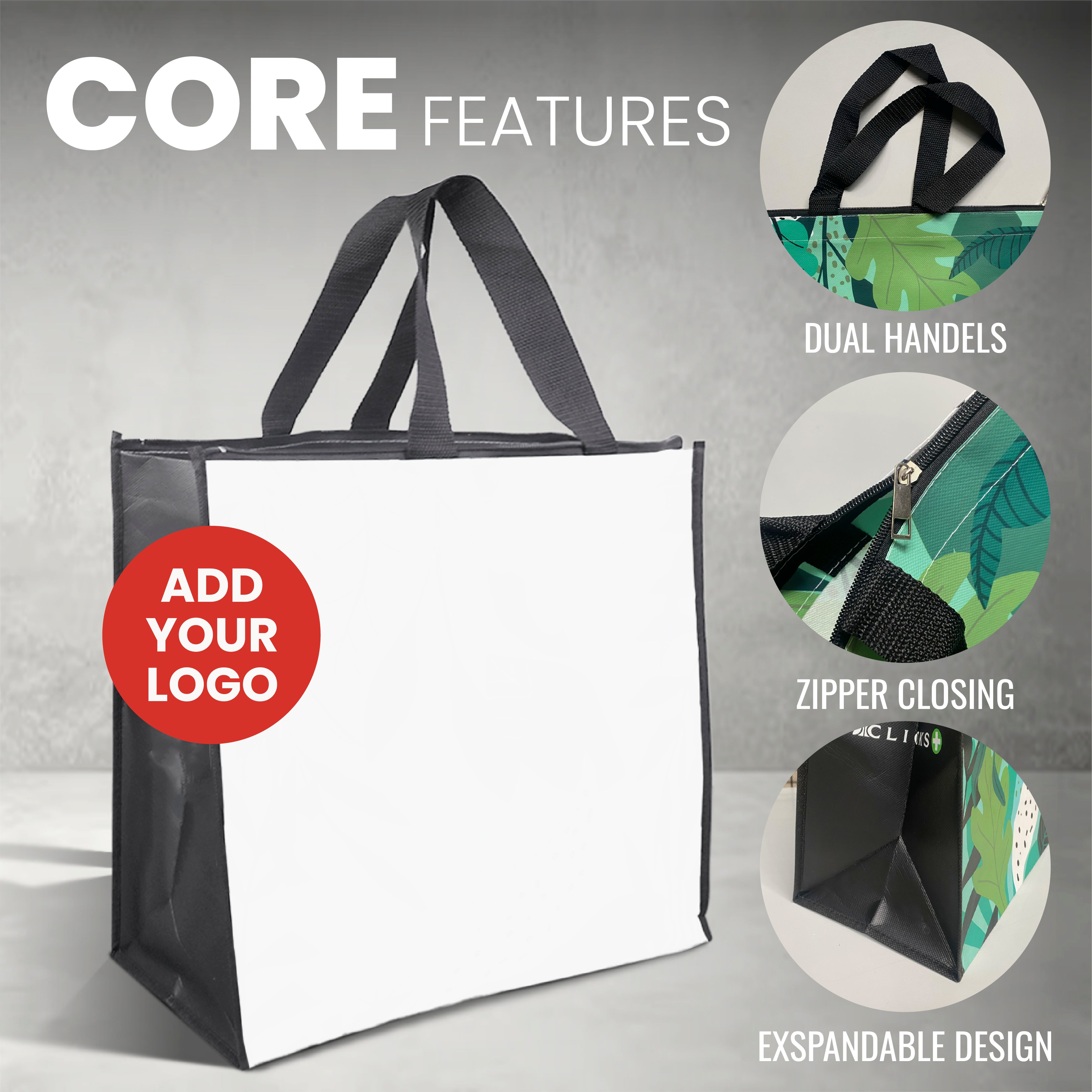 Assorted Design Reusable Laminated Cooler Shopping Bag with Zipper | 70GSM, 28L