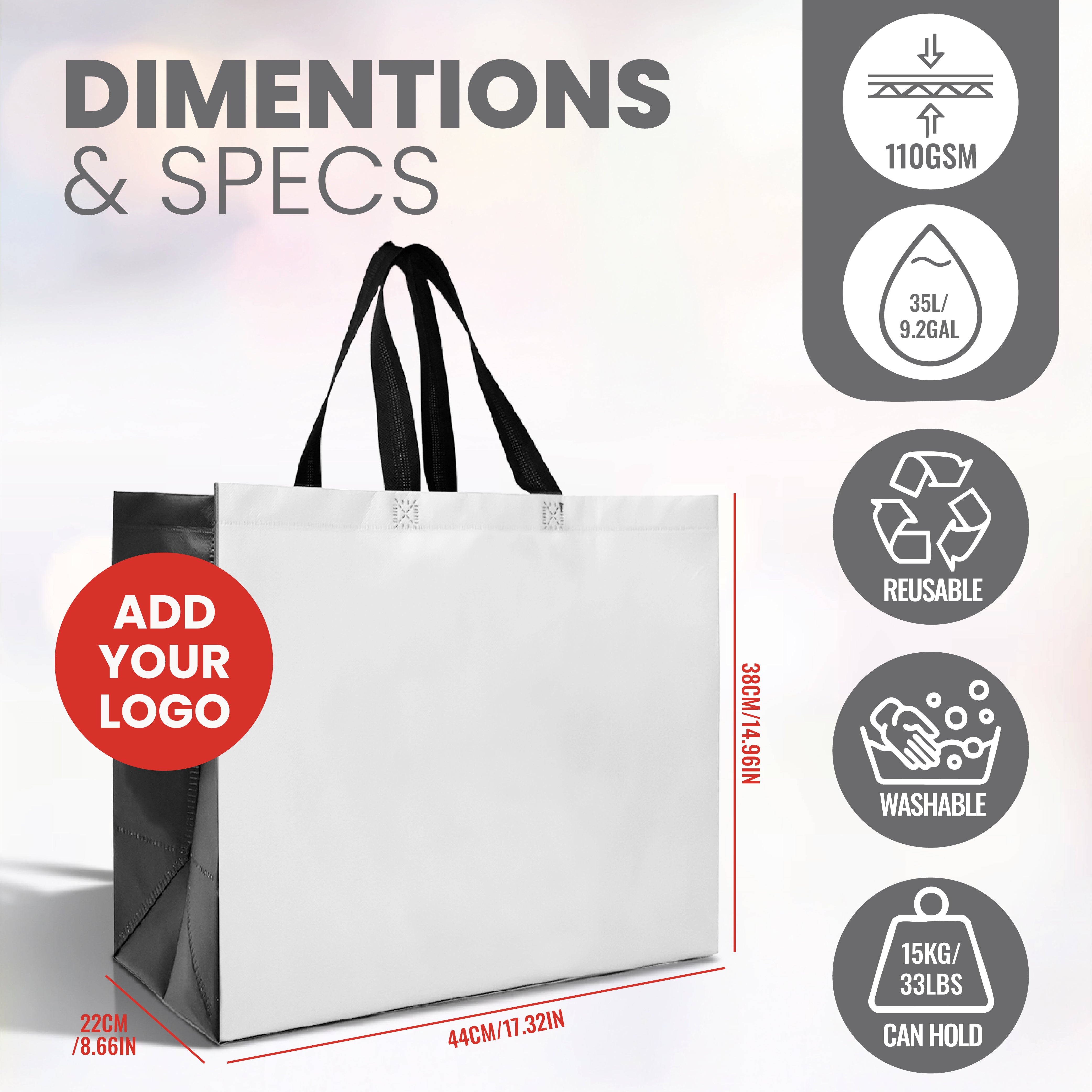 LAM01 - Bolsa de compras reutilizable laminada con múltiples diseños | 110 g/m², 36 l
