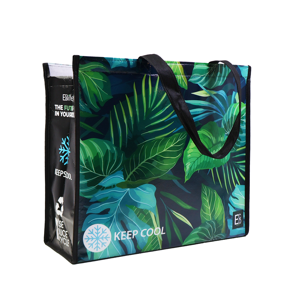 Reusable Laminated Cooler Shopper Bag- Leaf Design