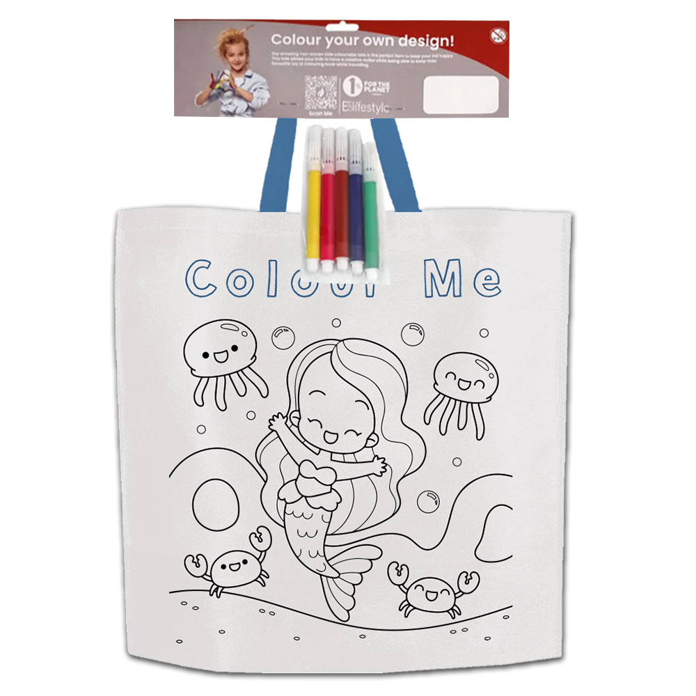 KCT-01 - Bolsa de compras reutilizable de tela no tejida para colorear para niños | 50 g/m², 8 l
