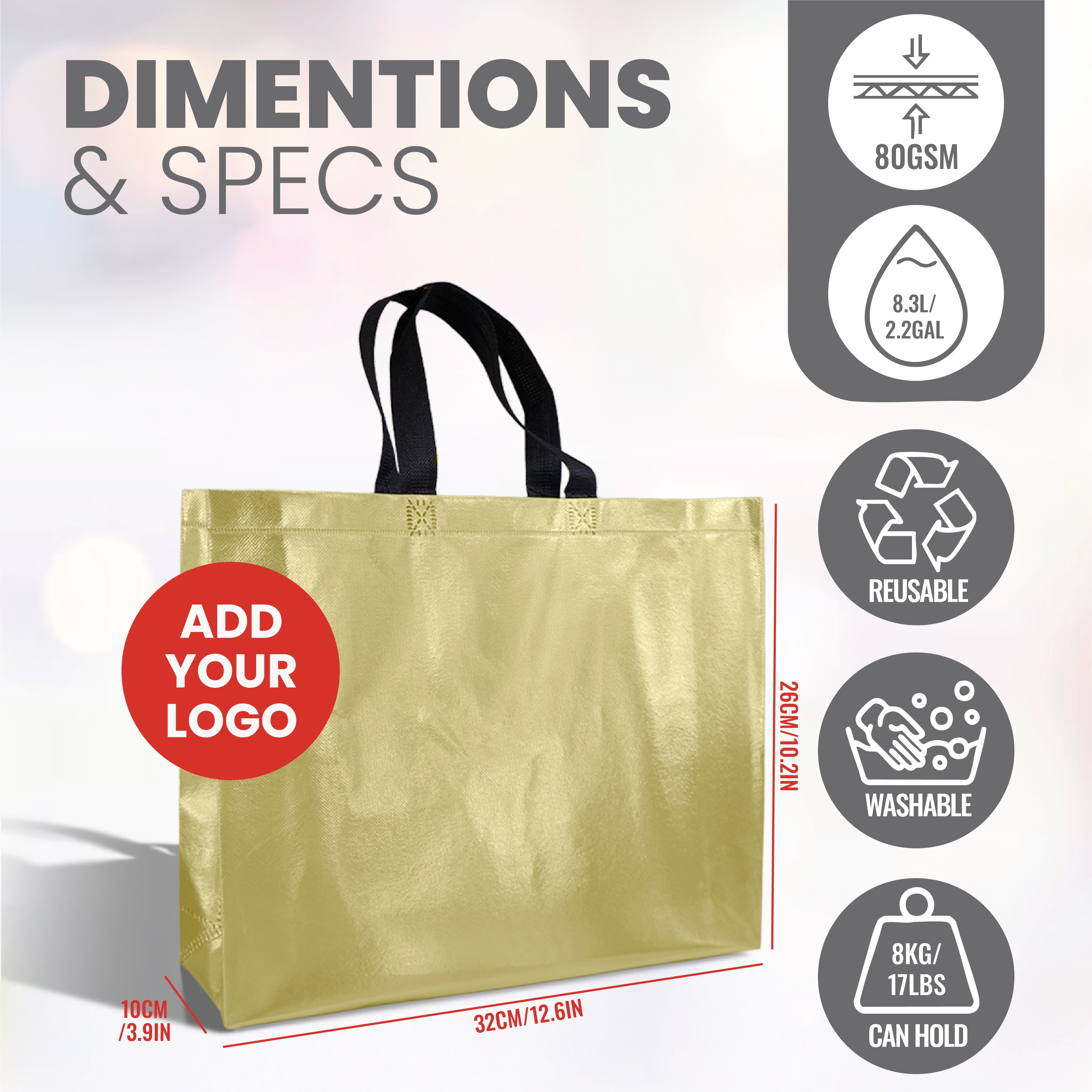 METB32 - Bolsa de regalo metálica laminada reutilizable surtida S | 80 g/m², 8,3 l