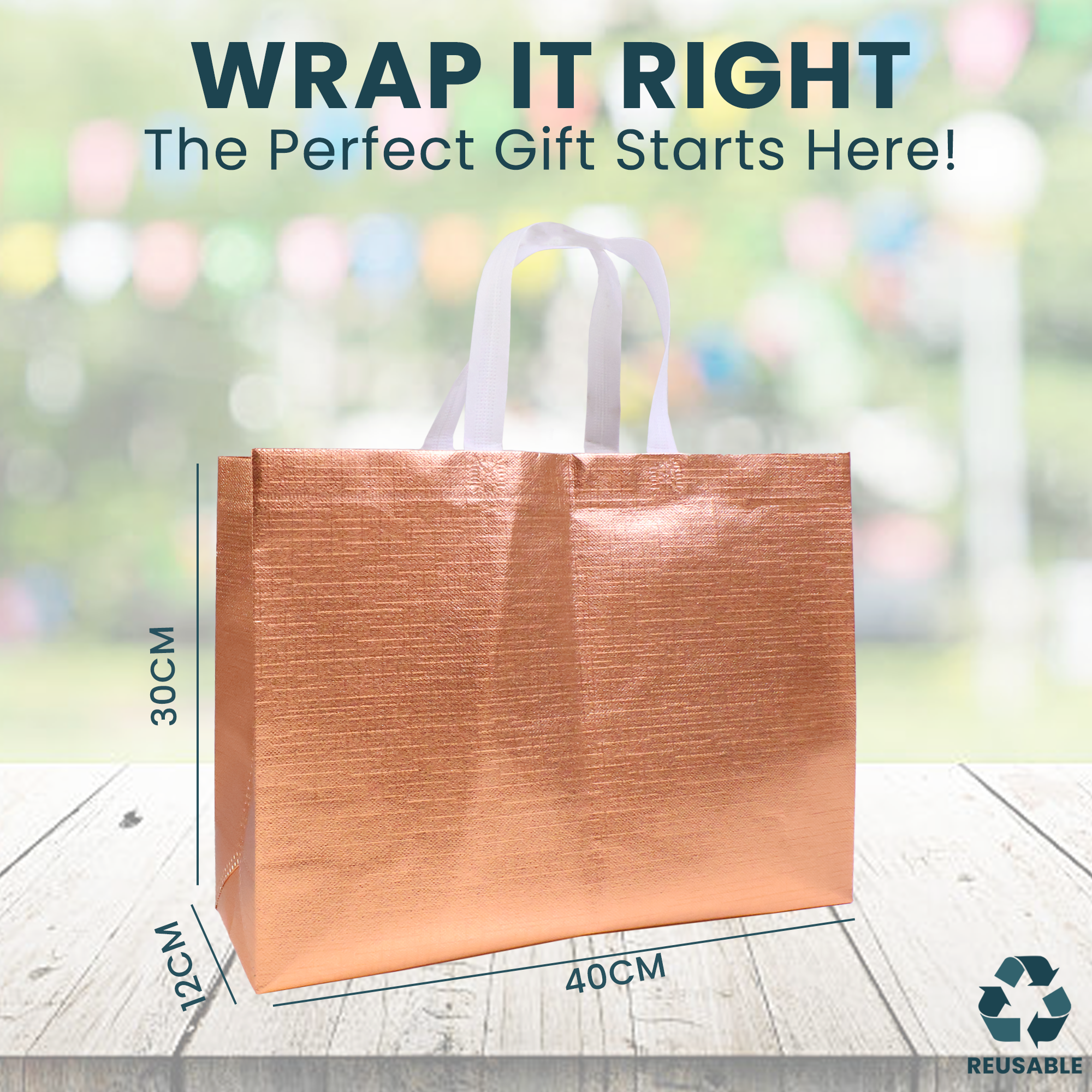 Reusable Laminated Metallic Gift Bag | 70GSM, 14L