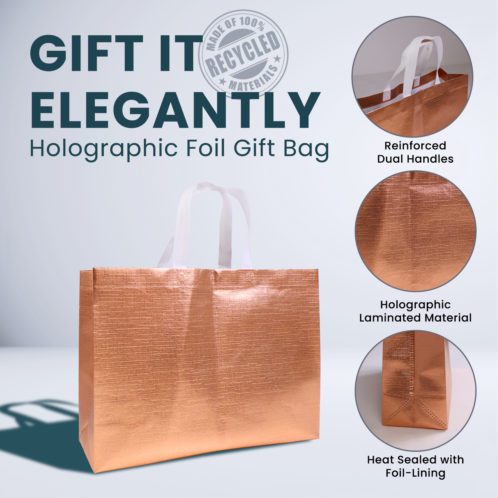 Reusable Laminated Metallic Gift Bag | 70GSM, 14L