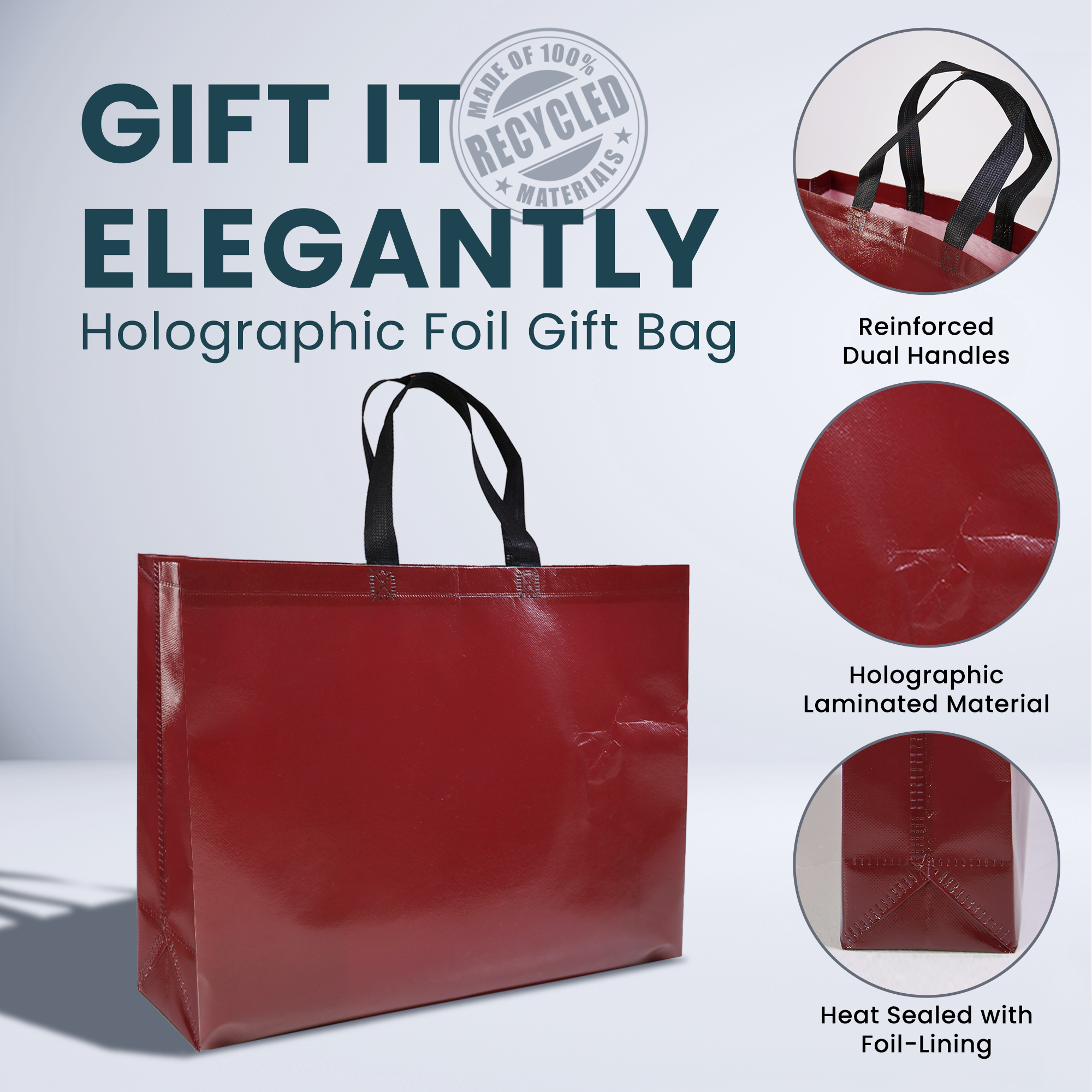 Reusable Laminated Metallic Gift Bag | 70GSM, 17L