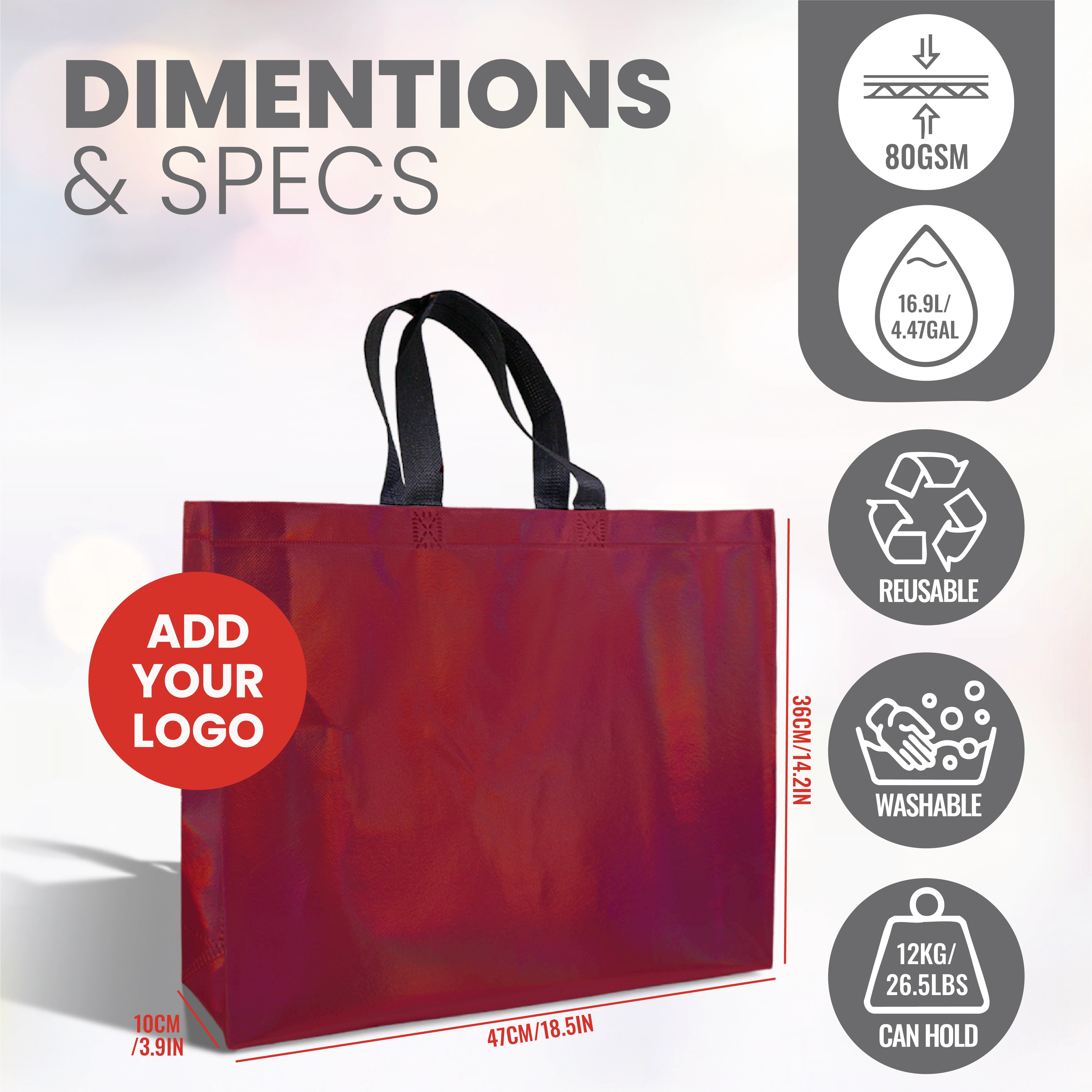 L Assorted Reusable Laminated Metallic Gift Bag | 80GSM, 17L