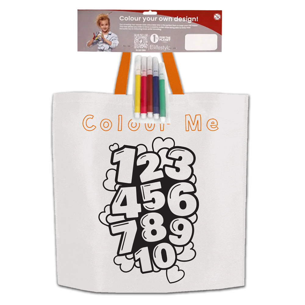 KCT-01 - Bolsa de compras reutilizable de tela no tejida para colorear para niños | 50 g/m², 8 l
