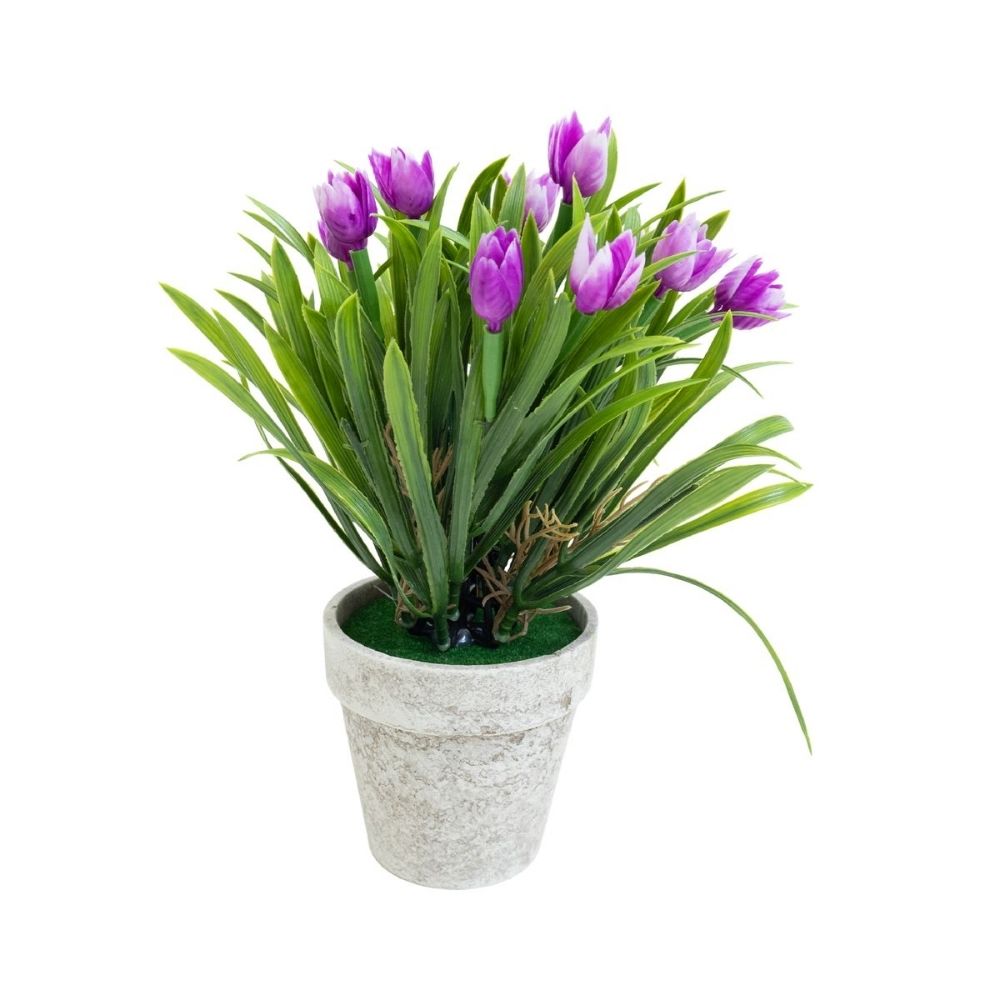Tulipanes artificiales en maceta de papel – 10 x 27 cm (4 colores surtidos) 