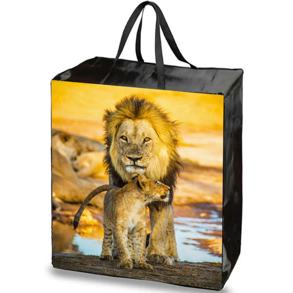 Bolsa de compras laminada reutilizable con cremallera | 120GSM, 35L