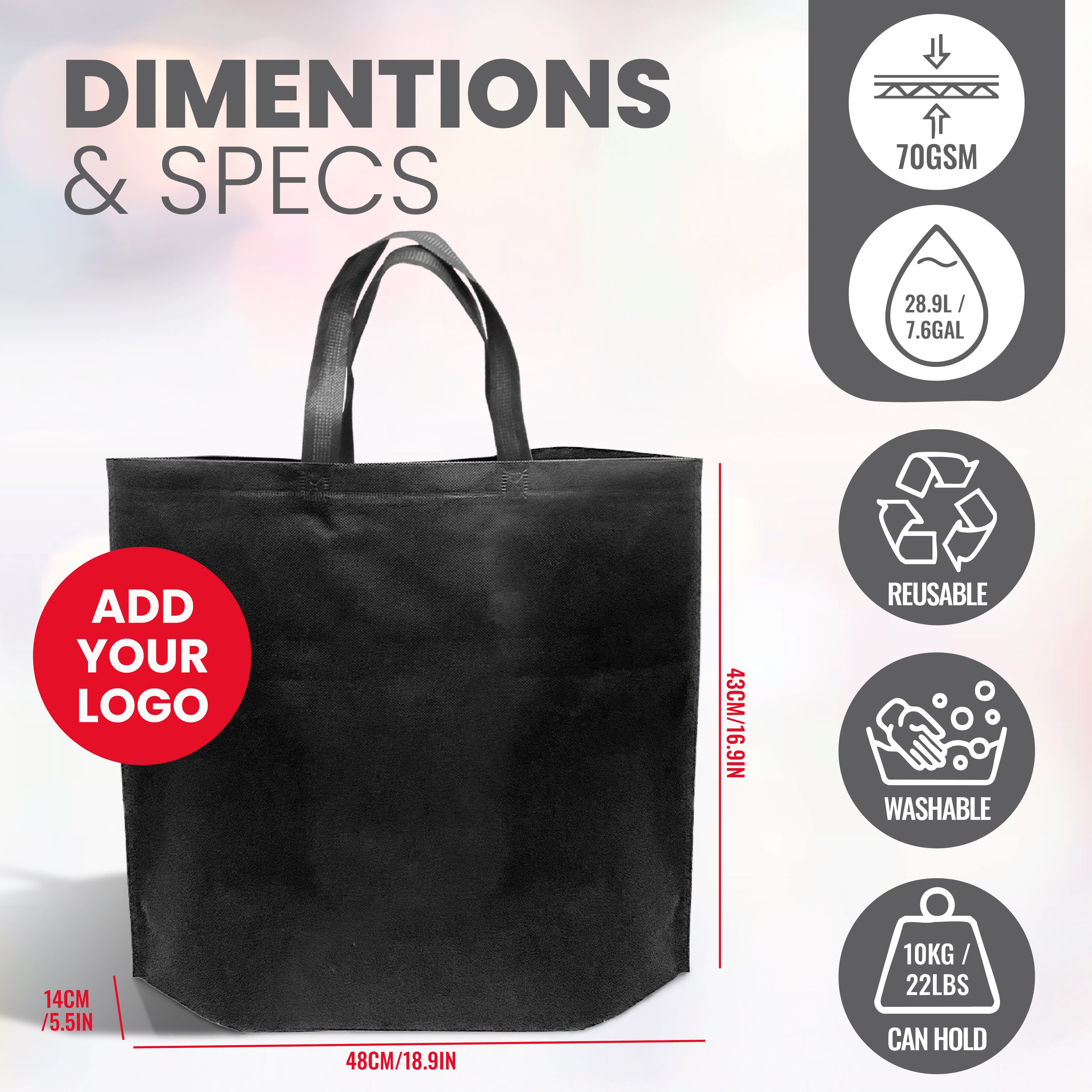 Bolsa de compras no tejida reutilizable beige suave | 70GSM, 27L
