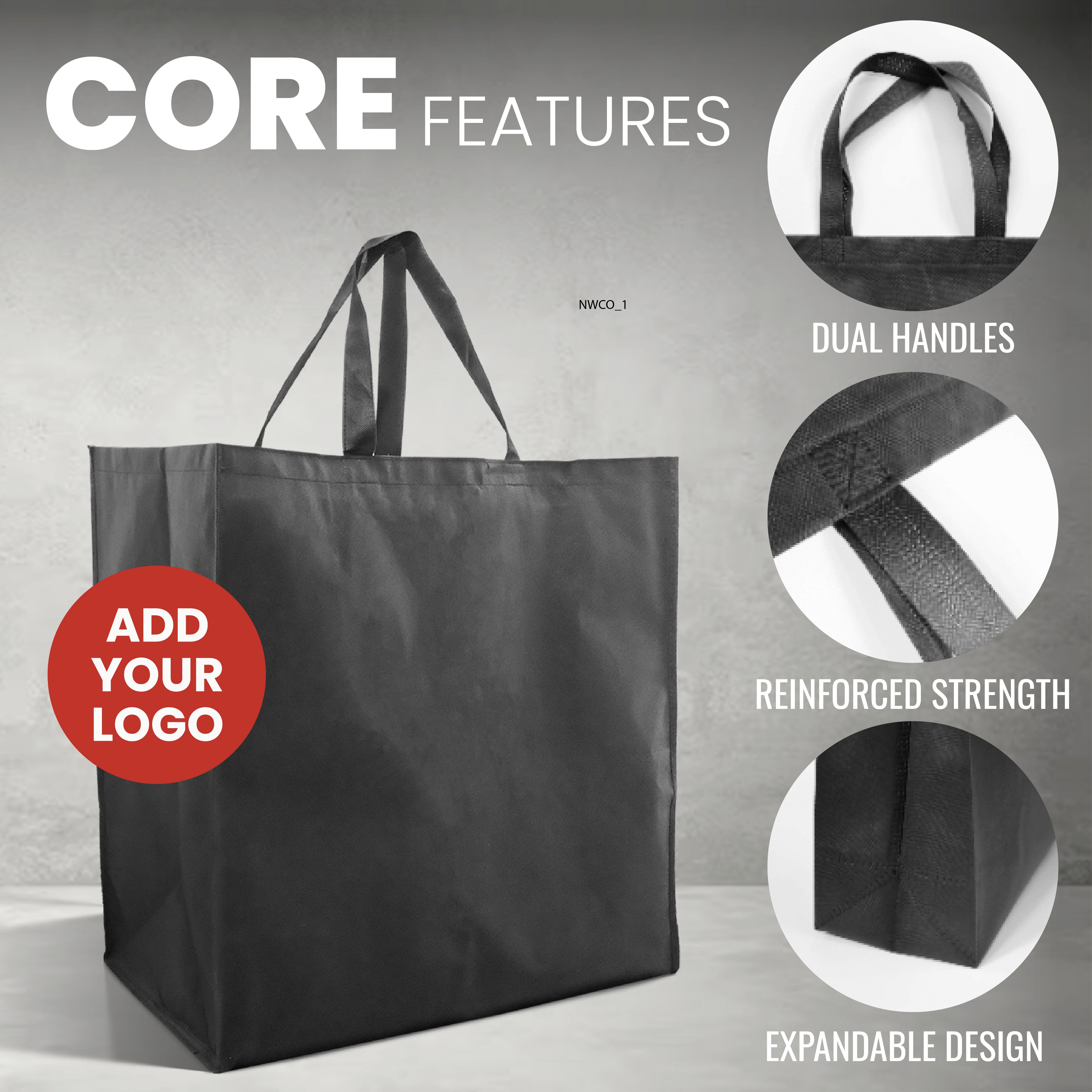 SHOP55 - Bolsa de compras reutilizable XXL de tela no tejida | 70 g/m², 76 l