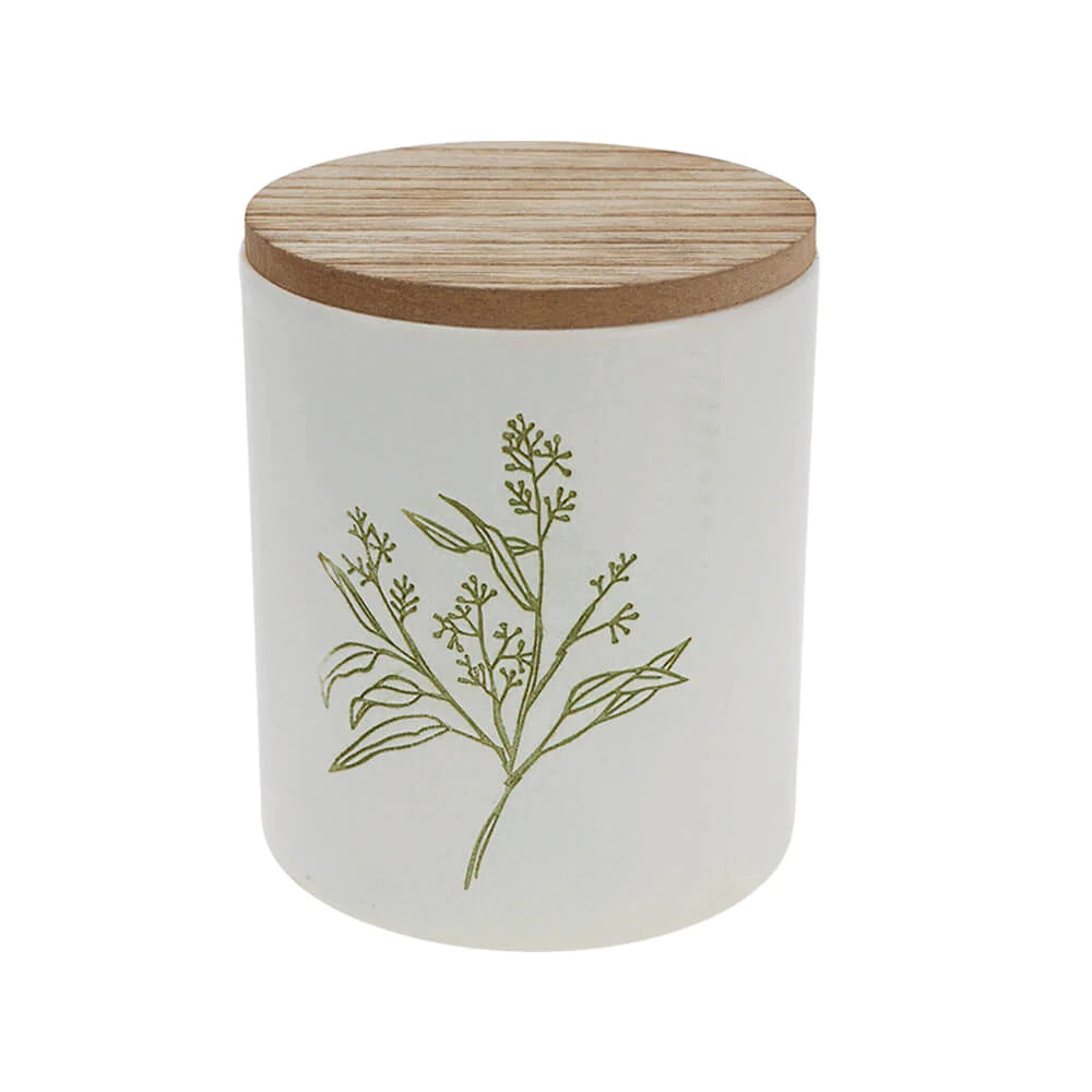 Scented Candle in Ceramic Pot with Wooden Lid