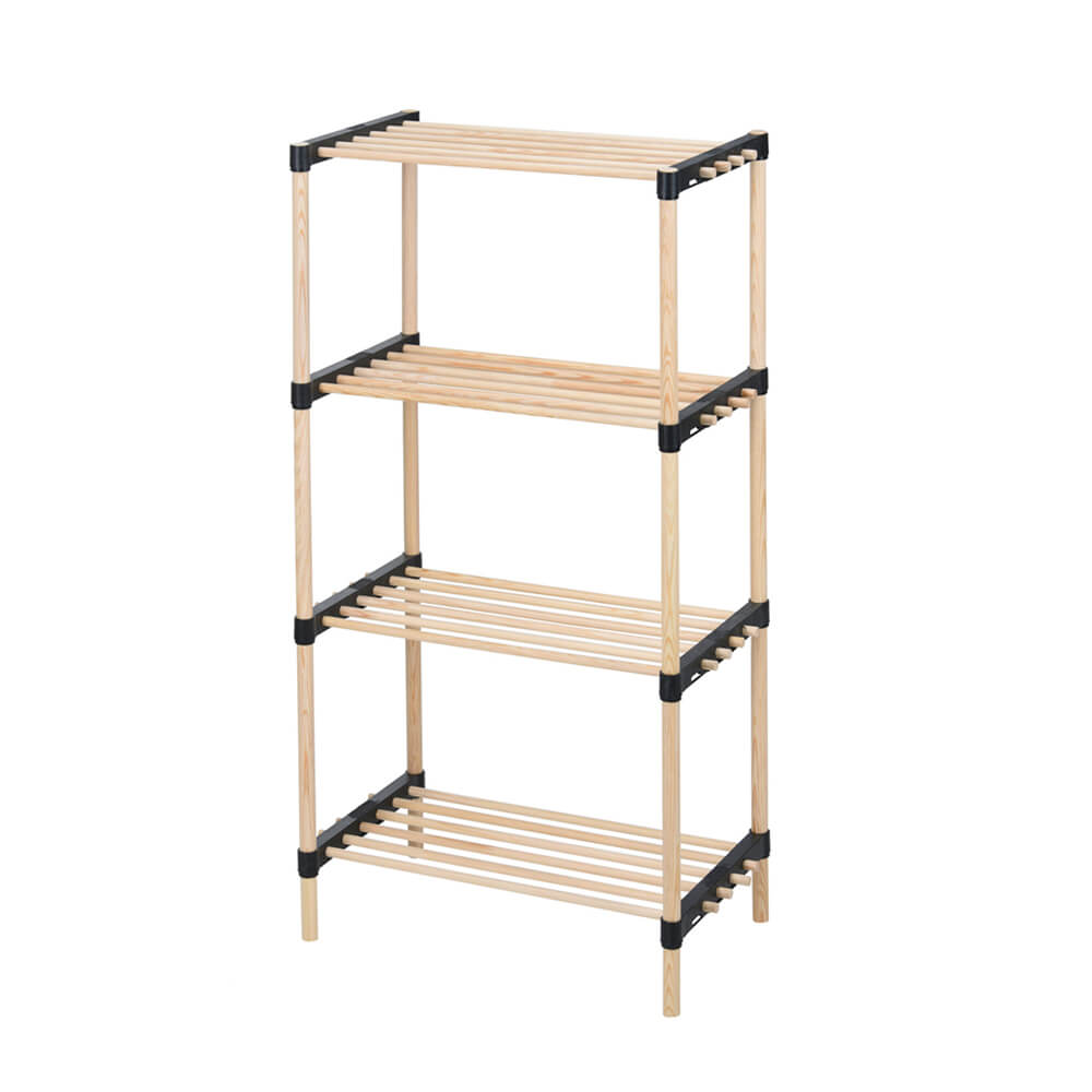 Natural Pinewood Standing Shelf - 4 Shelves