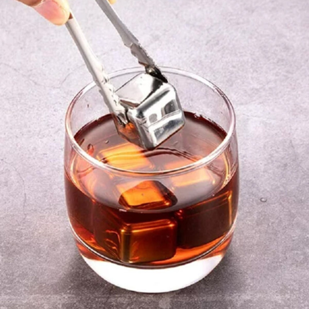 Stainless Steel Ice Cubes with Holder - 5 Pieces