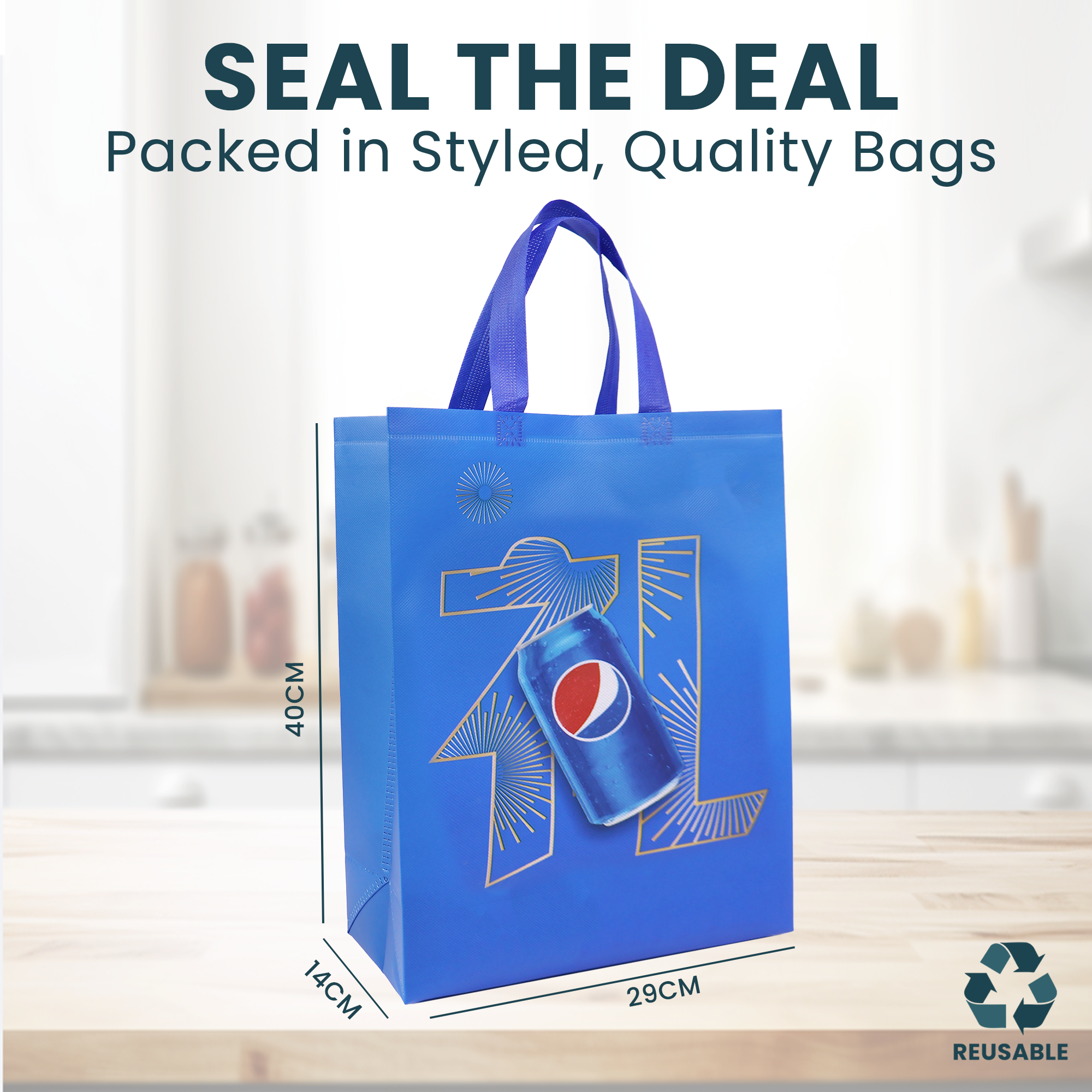 Reusable Laminated Take Away Bag  | 70GSM, 16L