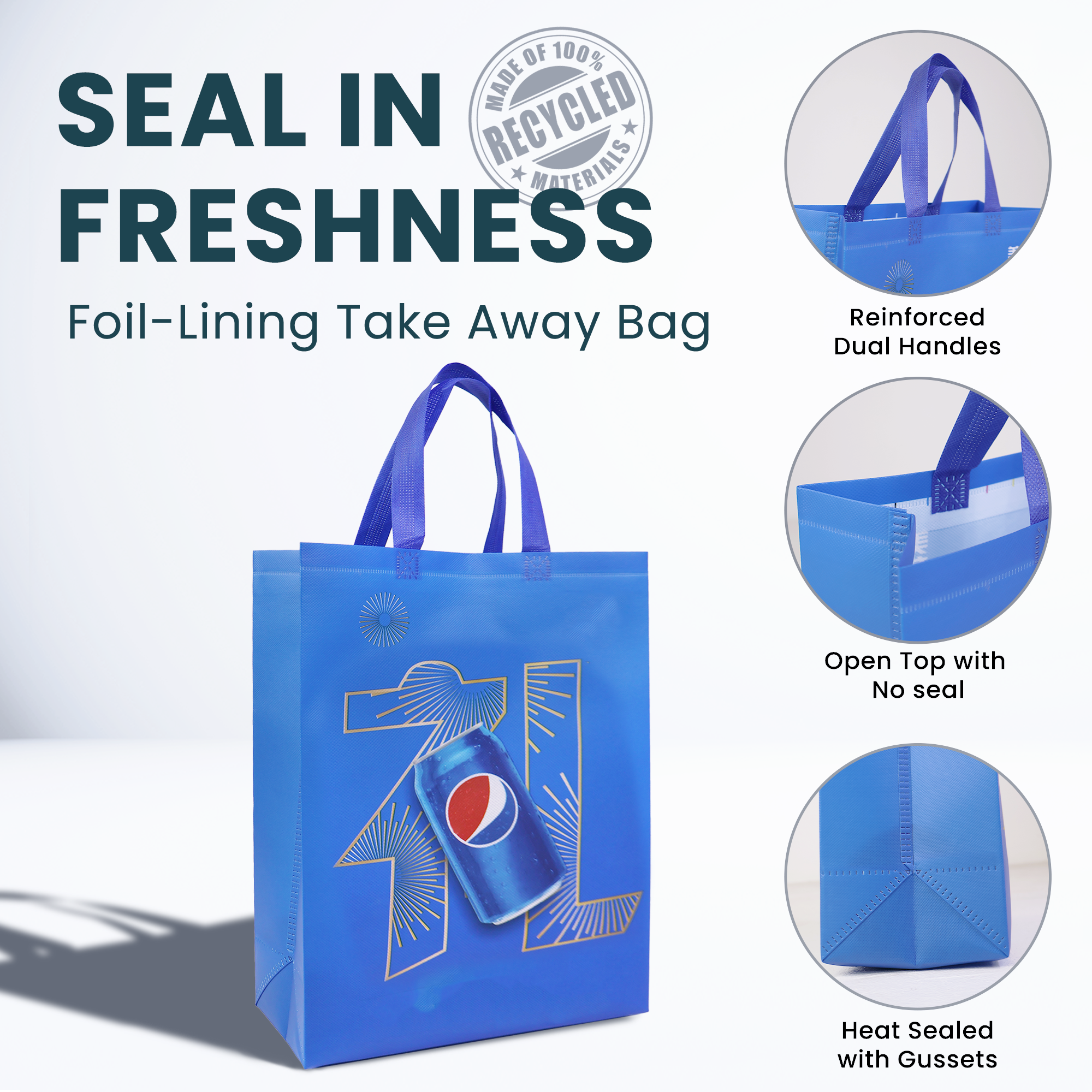 Reusable Laminated Take Away Bag  | 70GSM, 16L