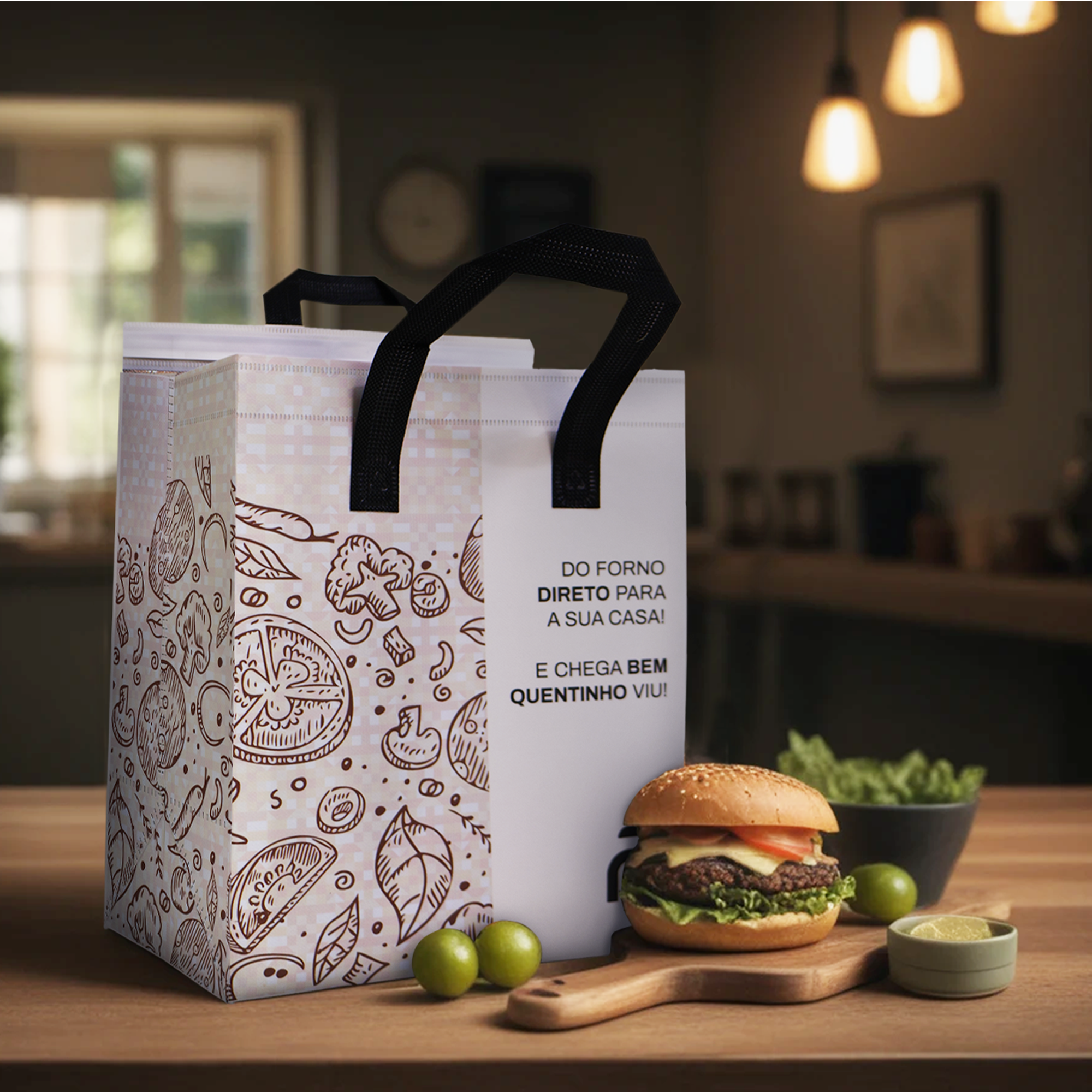 Reusable Laminated Take Away Bag with Adhesive Seal | 70GSM, 11L