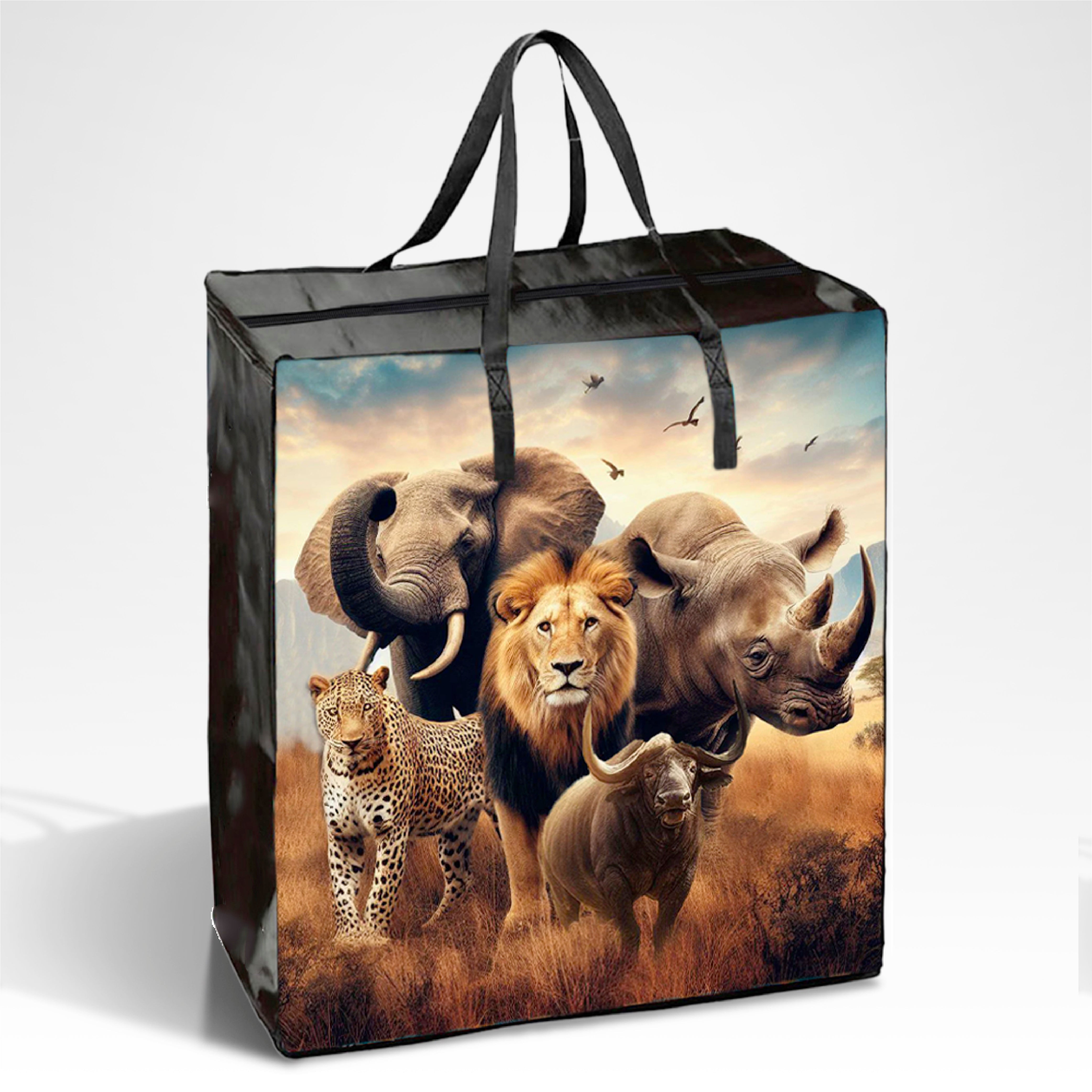 Large Assorted Design Laminated Taxi Shopping Bag with Zipper | 120GSM, 56L