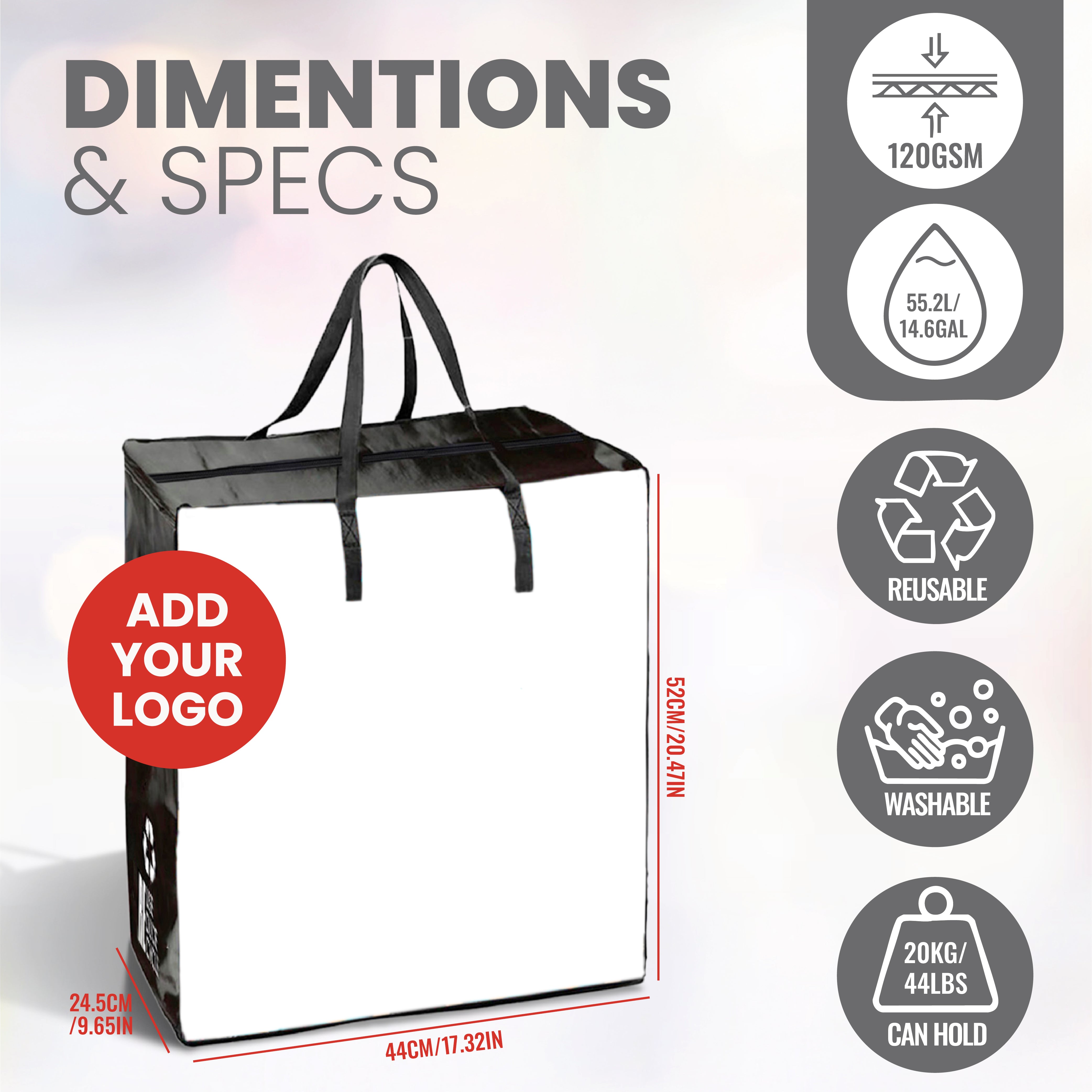 Large Assorted Design Laminated Taxi Shopping Bag with Zipper | 120GSM, 56L