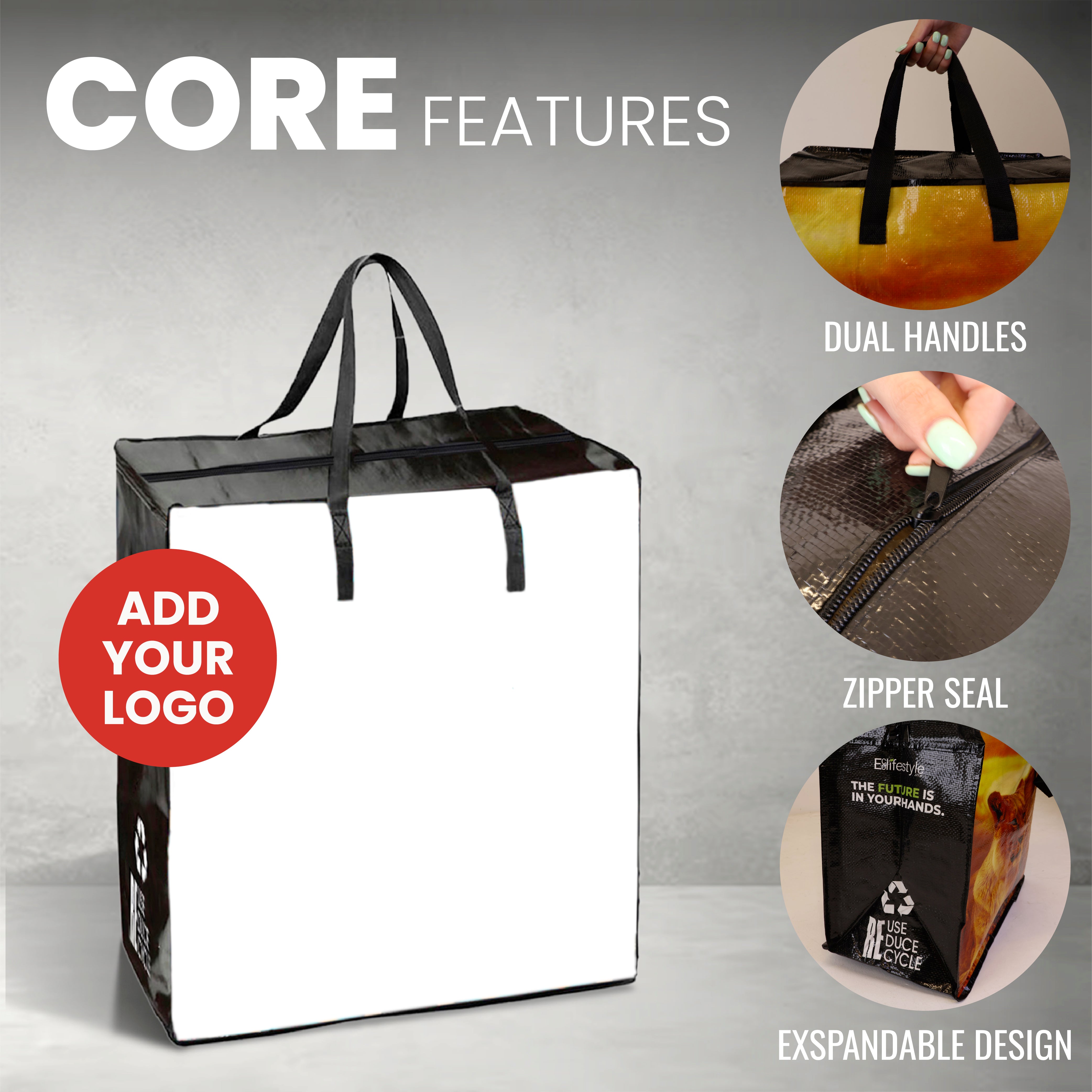 Large Assorted Design Laminated Taxi Shopping Bag with Zipper | 120GSM, 56L