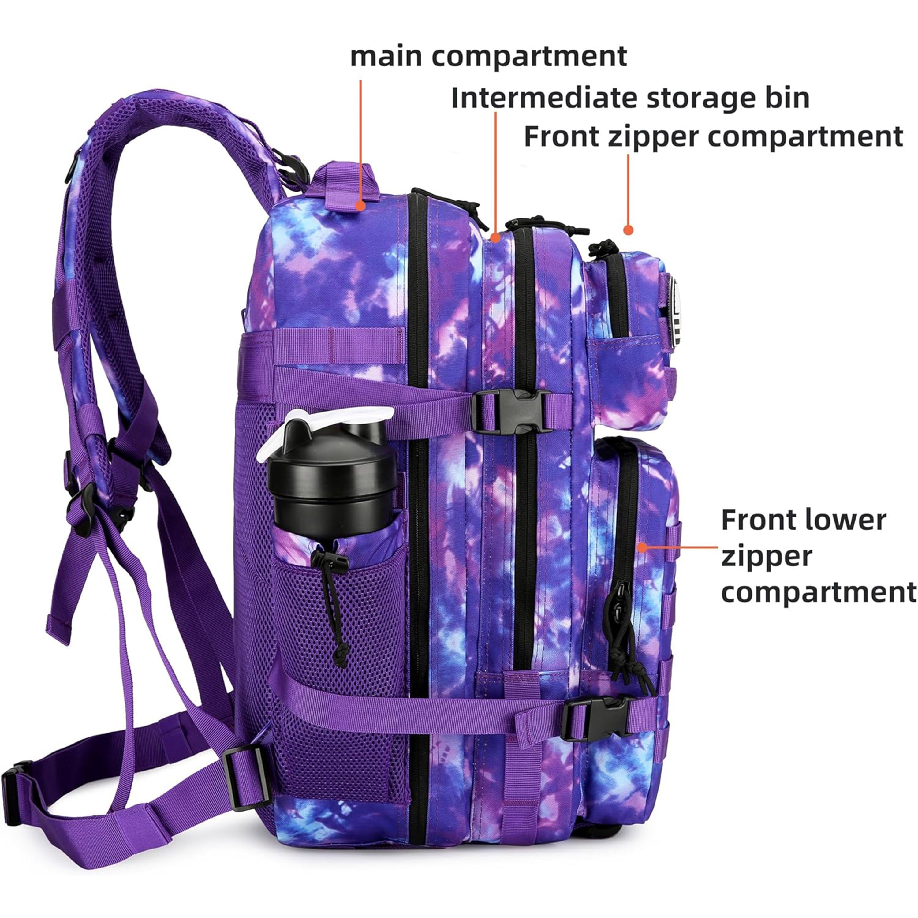 Tactical Water-Resistant Tie Die Backpack – 28L