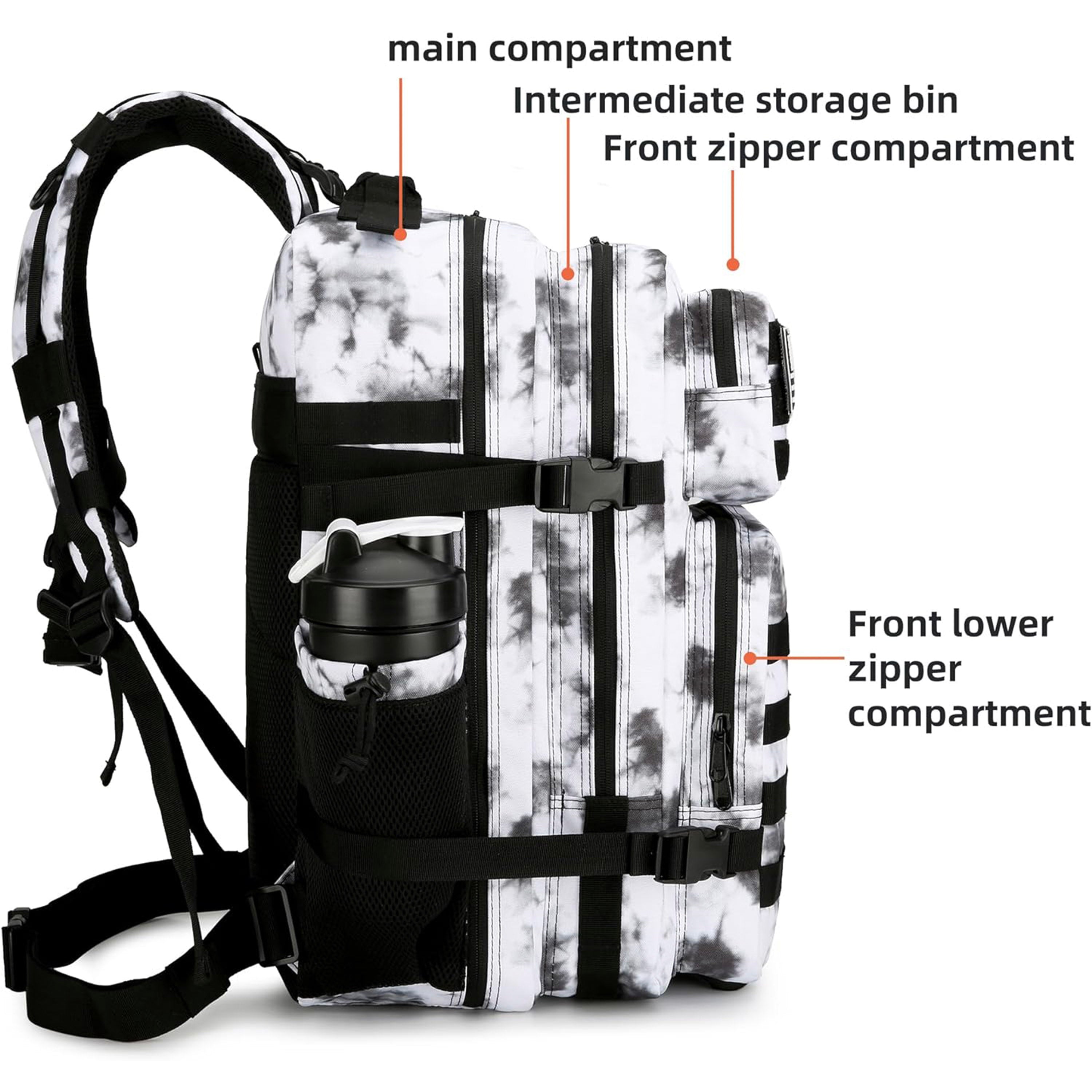 Tactical Water-Resistant Tie Die Backpack – 28L