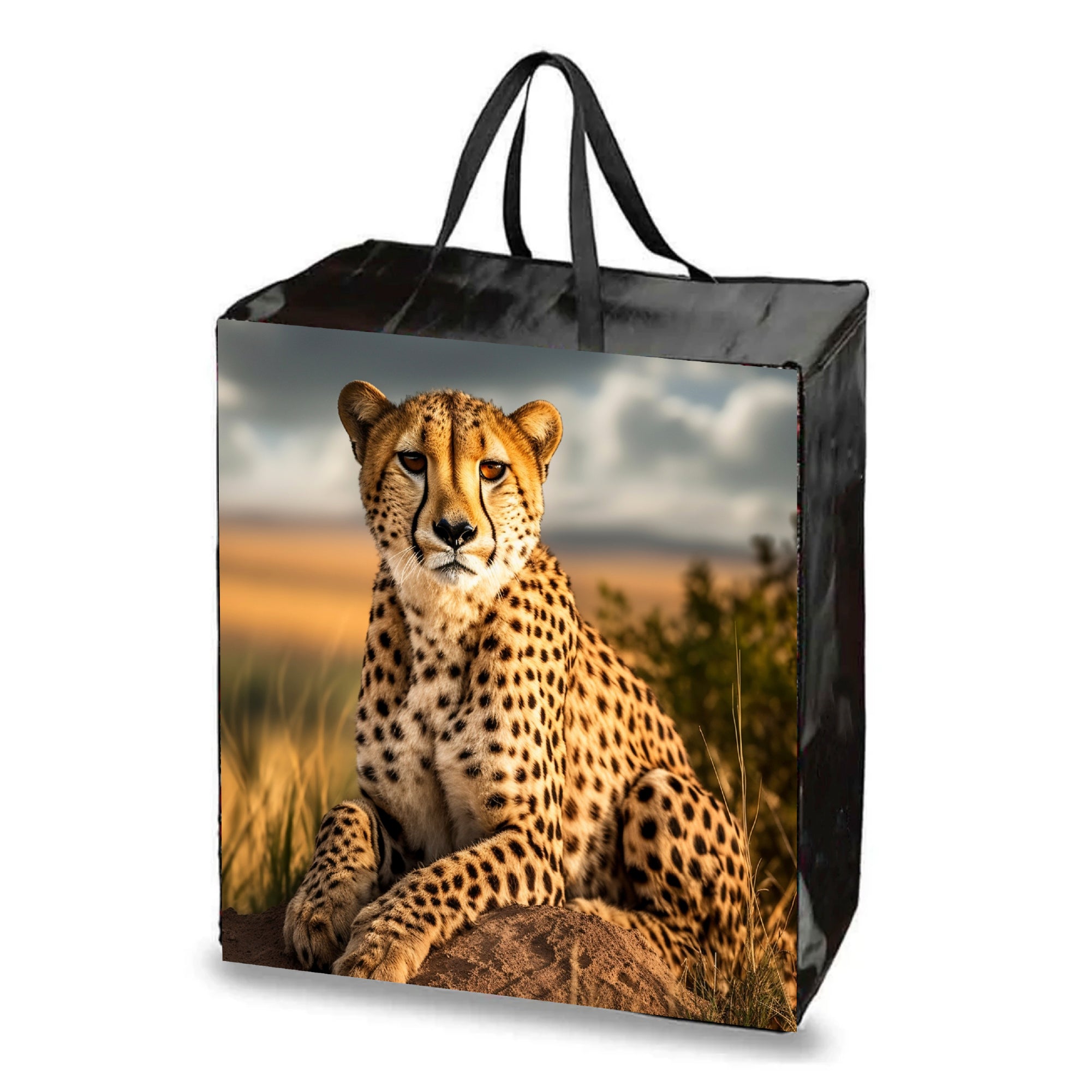 Cheetah Reusable Laminated Taxi Shopping Bag with Zipper | 120GSM, 51L