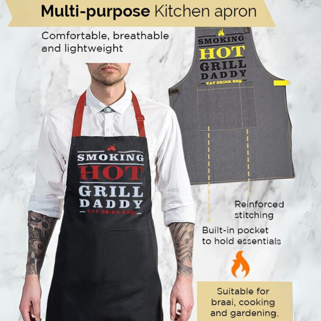 "Smoking Hot" Kitchen Glove and "Grill Daddy" Apron Set