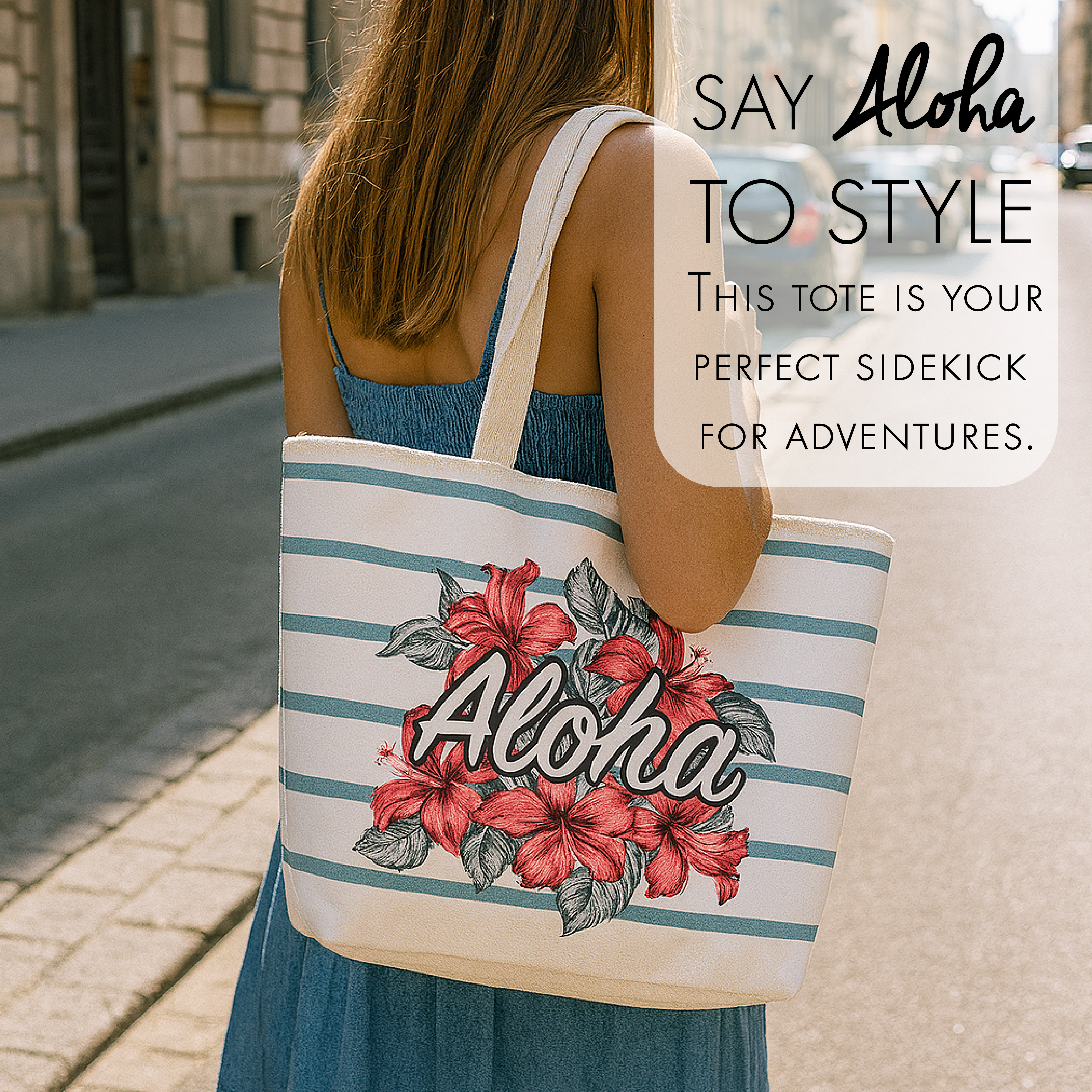 Bolso de Playa con Estampado Aloha y Diseño Floral
