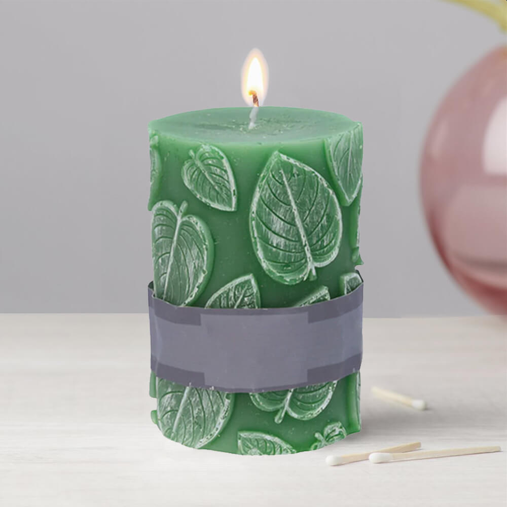 Wax Candle with Leaf Print