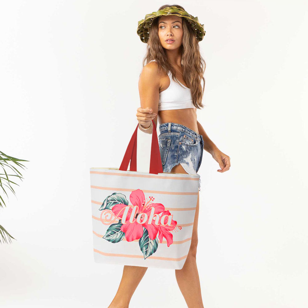 Strandtasche mit Aloha-Print und Blumenmuster