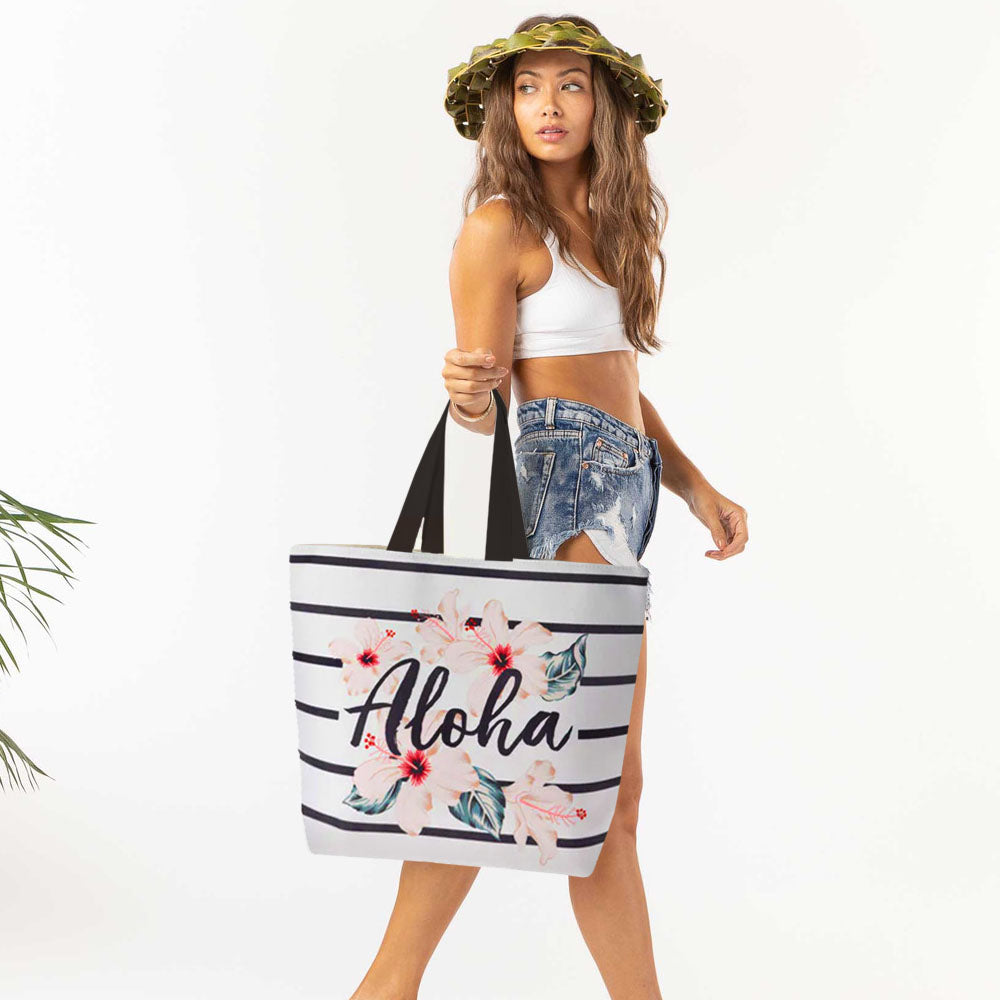 Strandtasche mit Aloha-Print und Blumenmuster