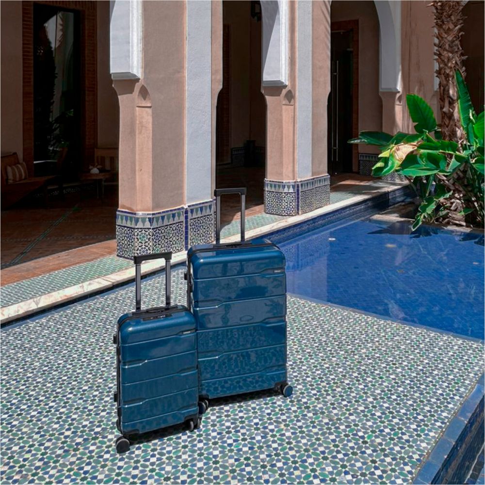 Juego de maletas rígidas azul Chipre - Diseño metálico reflectante - 2 piezas