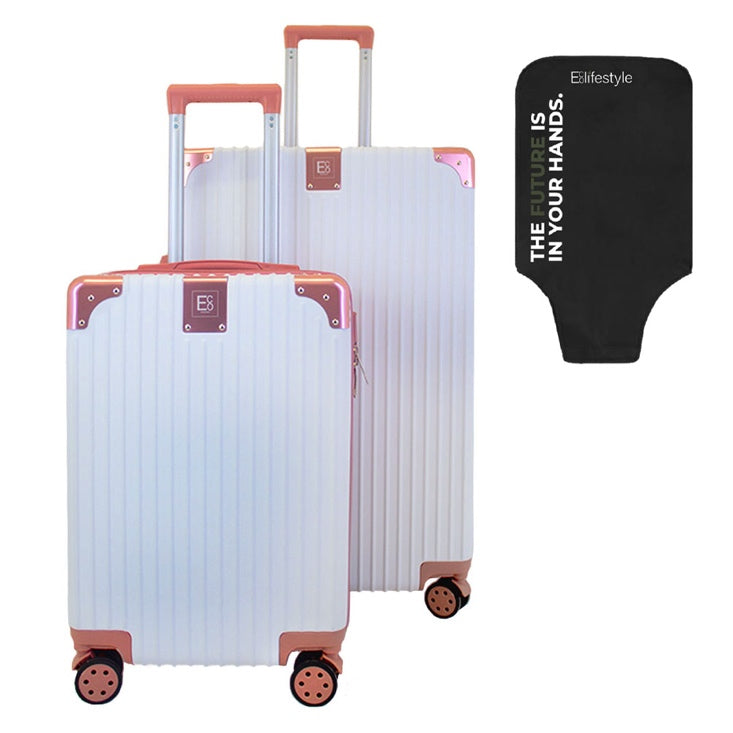 Berlin Luggage Hartschalenkoffer 2er Set mit Hülle - Roségold und Creme