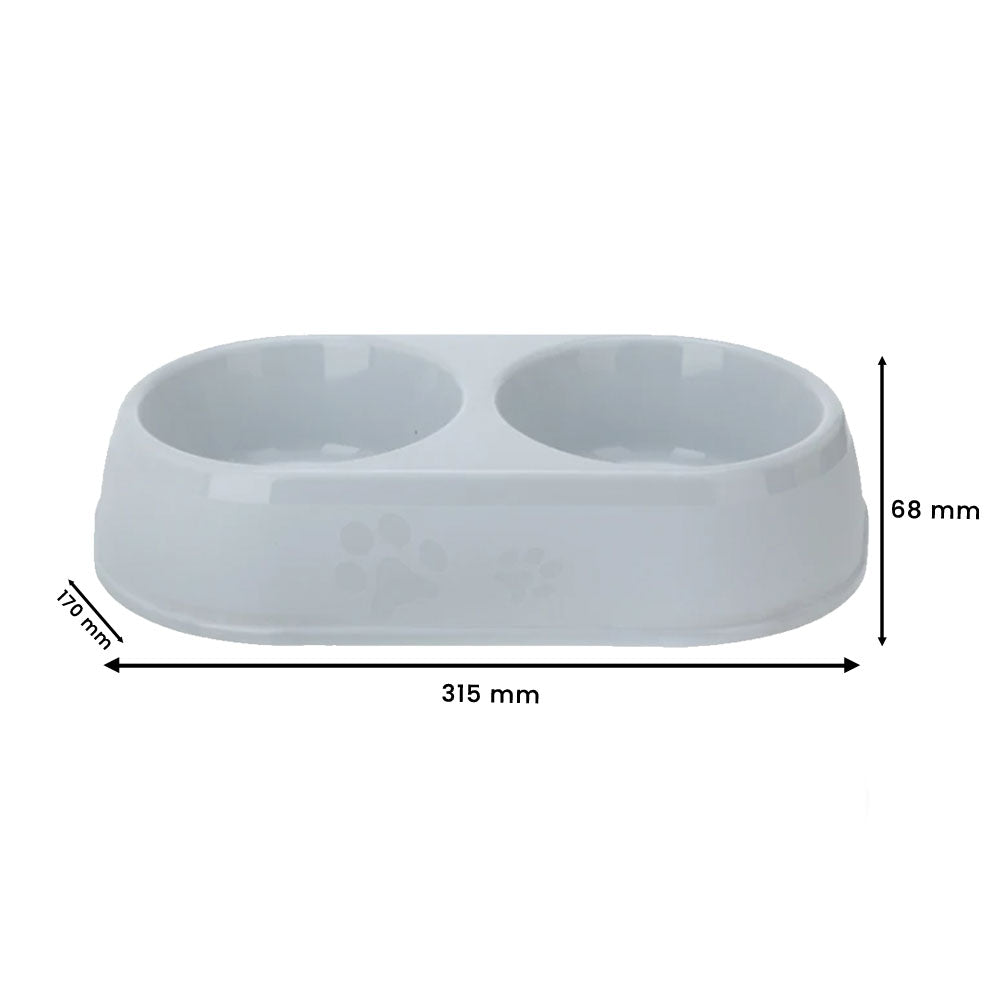 Dual Dog Bowl Set - Non Toxic Polypropylene Material 1200ml