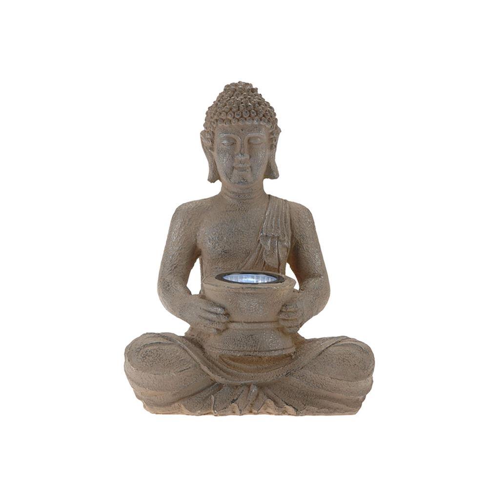 Eco-friendly modern solar powered buddha statue from Netherlands is powered by a solar panel on the back, the solar-powered LED garden light absorbs energy directly from sunlight. Decor for outdoor patio, garden, living room. The solar-powered light will shine for 6 hours when fully charged. Size 21cm x 14cm x 28cm. Bags Direct wholesale online shop 095500290