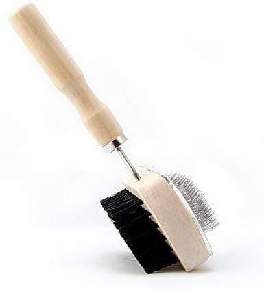 Wooden Dog Brush with Hard and Soft Bristles - Double Sided Brush