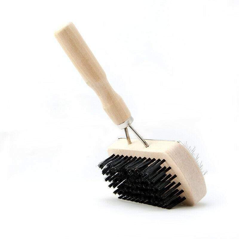 Wooden Dog Brush with Hard and Soft Bristles - Double Sided Brush