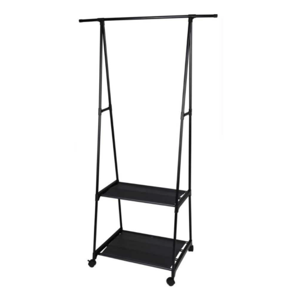 Clothing Rack - Hanger with 2 Shelves and 4 Wheels - 62cm