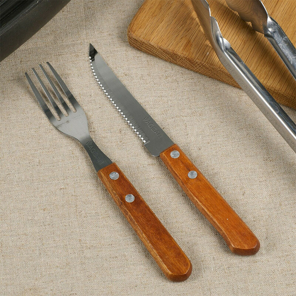 Stainless-Steel Forks with Wooden Handle - Set of 6