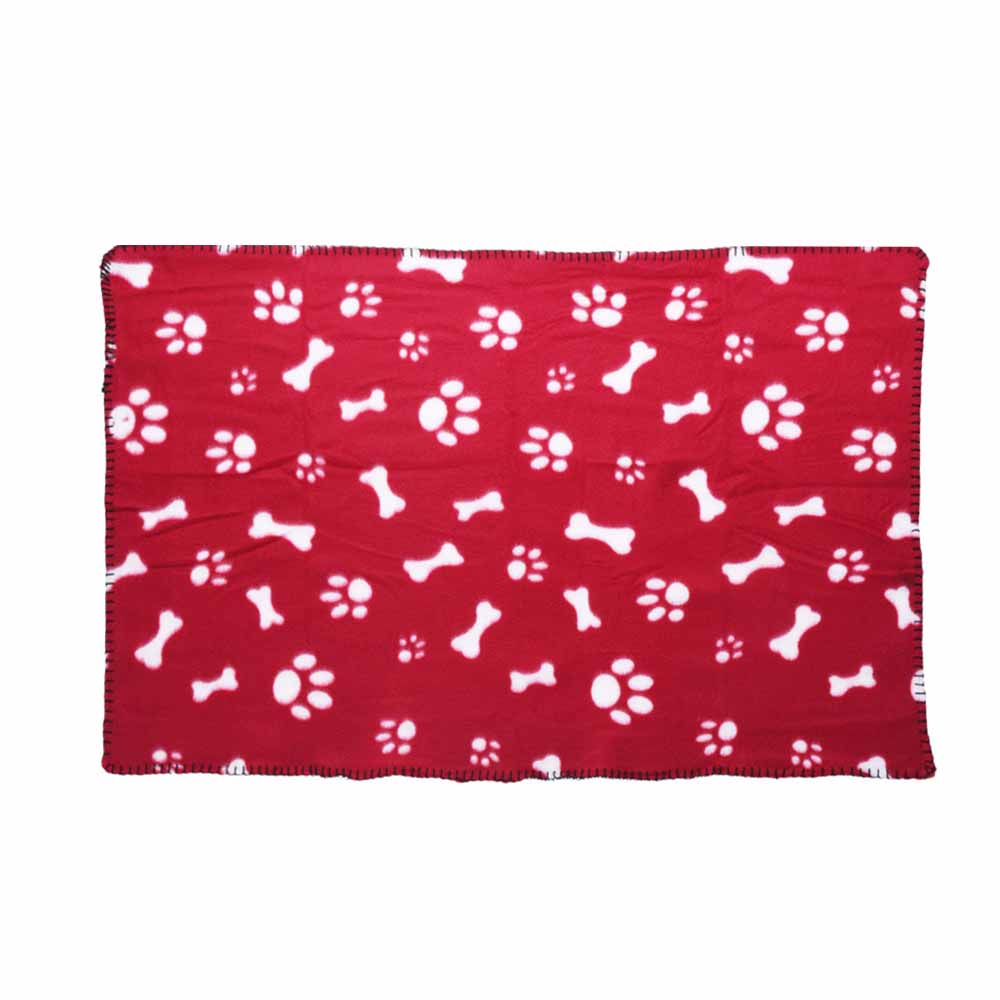 Large Pet Fleece Blanket with Paw Print