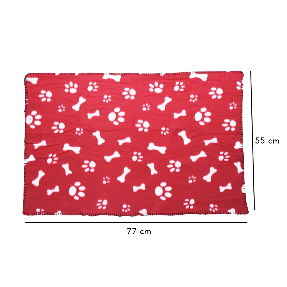 Large Pet Fleece Blanket with Paw Print