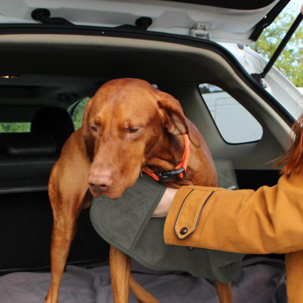 Toalla de secado para mascotas con dos bolsillos para las manos - Microfibra