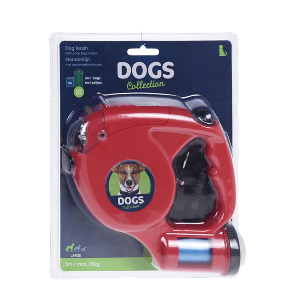 Correa para perros con linterna LED y soporte para bolsa para perros - 5 metros