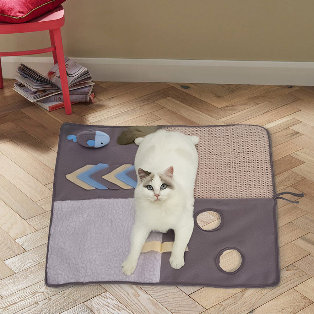 Alfombra para gatos con peluche