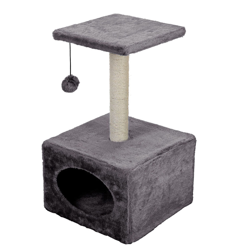 Casa para gatos con árbol para rascar y pelota de juguete - 53 cm 