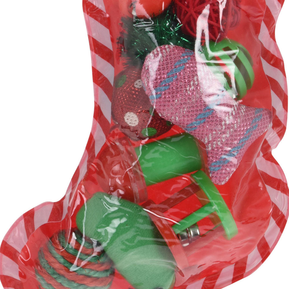 Cat Toys in Christmas Stocking - Set of 10