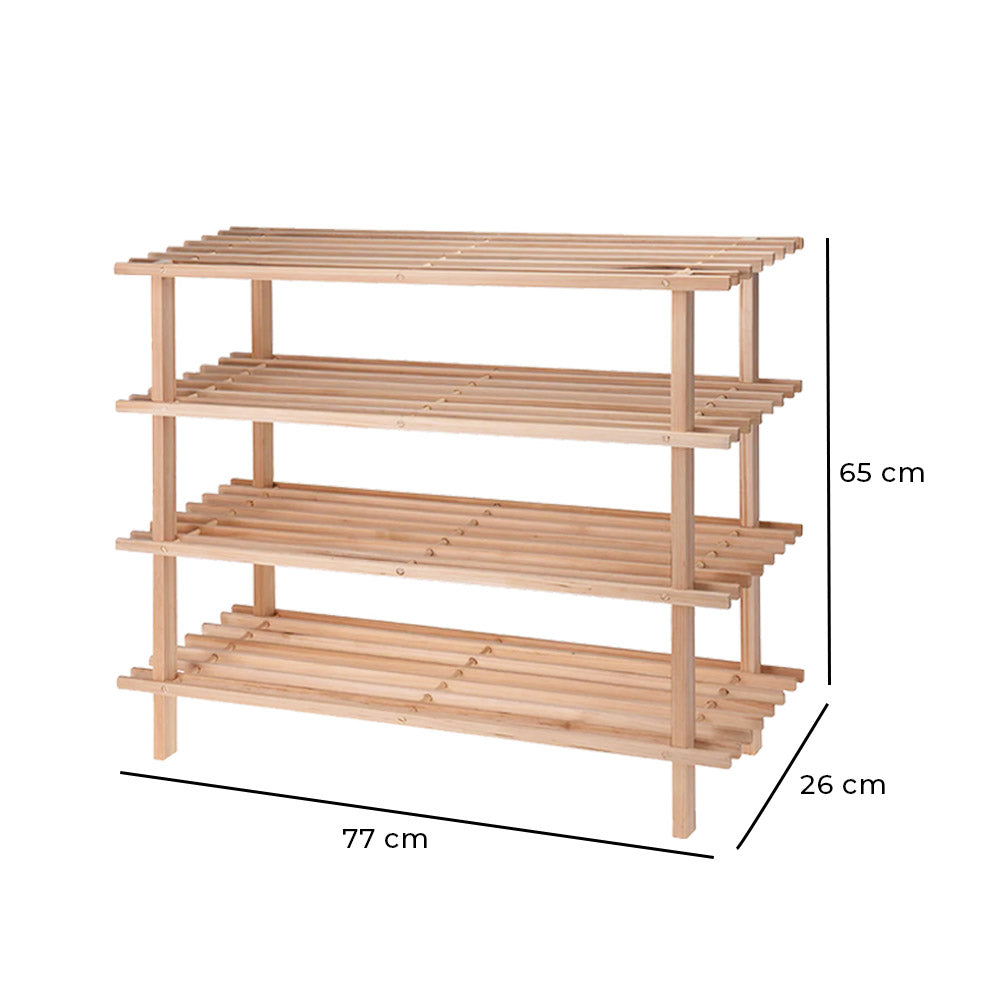 Zapatero de madera de abeto - 4 estantes - Ecológico